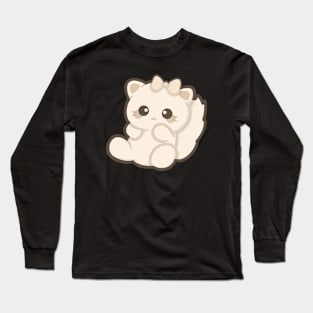 Adorable Pastel Kitty with Bow. Aesthetic Long Sleeve T-Shirt